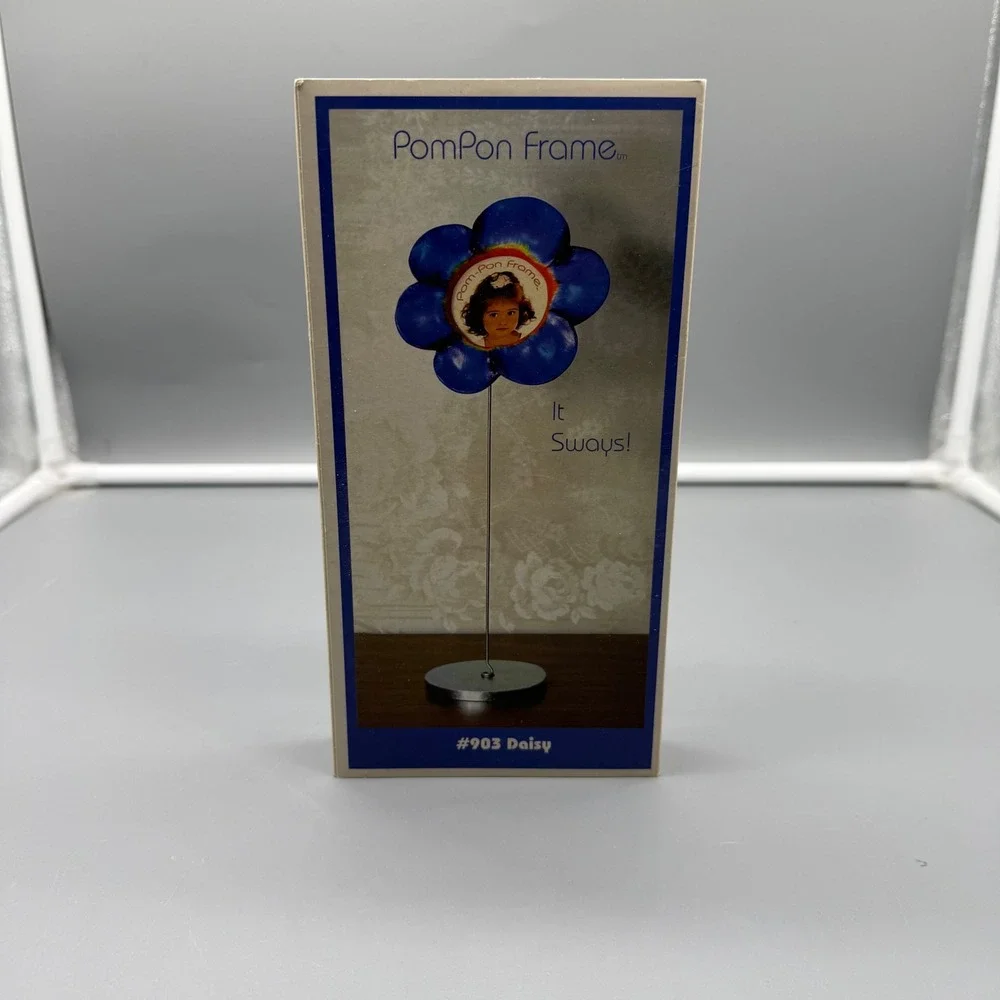 Y2K PomPon Frame Daisy Photo Holder Swaying Flower Picture Frame‎ NOS Vtg #903